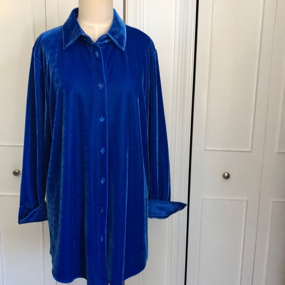 Soft Surroundings velvety blue shirt